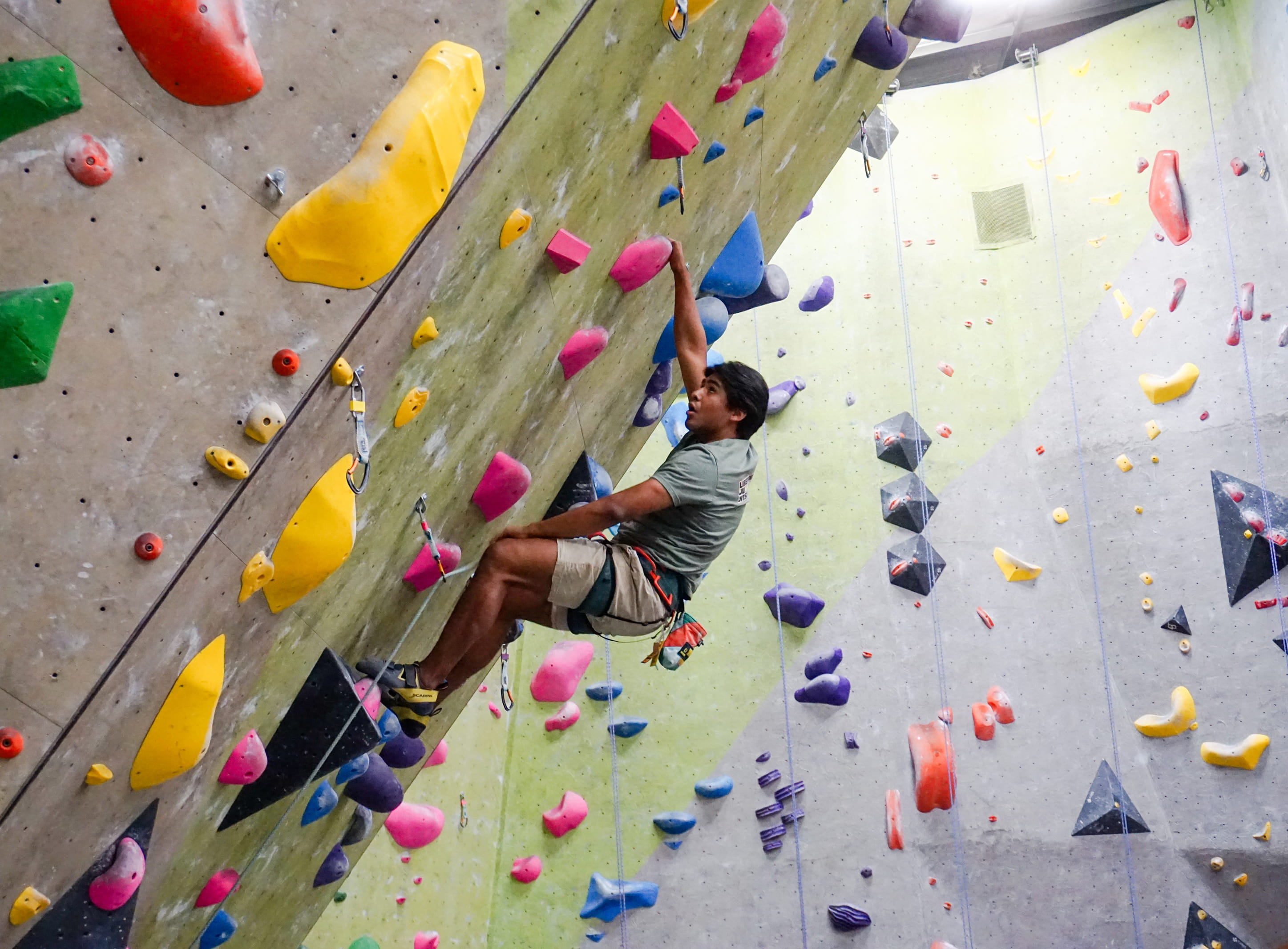 Climber on an indoor wall